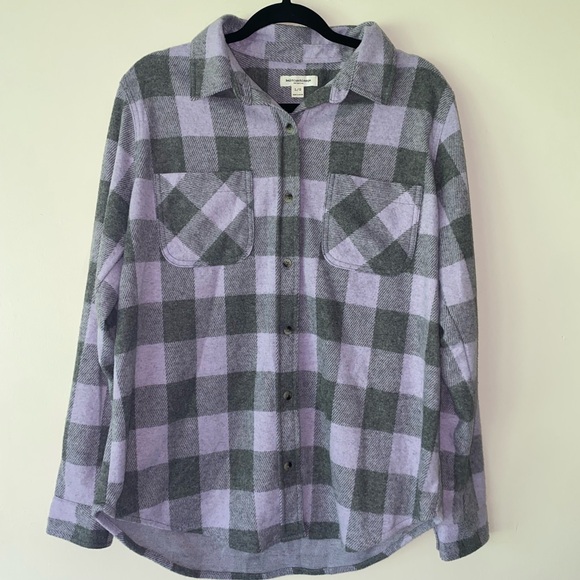 beachlunchlounge Tops - Purple & Gray Flannel